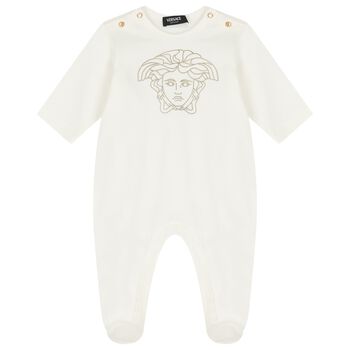 Baby Girls Ivory & Gold Medusa Babygrow