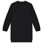 Girls Black Rhinestones Logo Dress, 1, hi-res