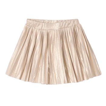 Girls Gold Shimmer Pleated Skort