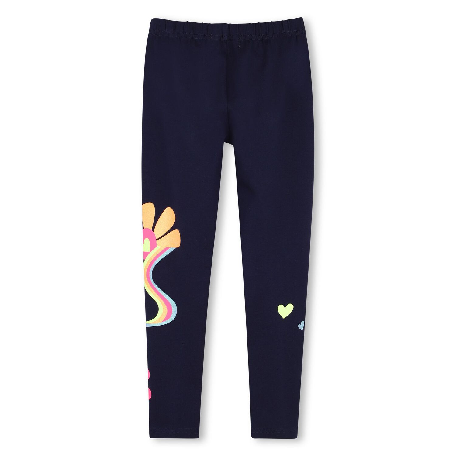 Girls Navy Blue Flower Leggings, 1, hi-res