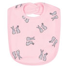 Girls Pink Bunny Baby Bib, 3, hi-res