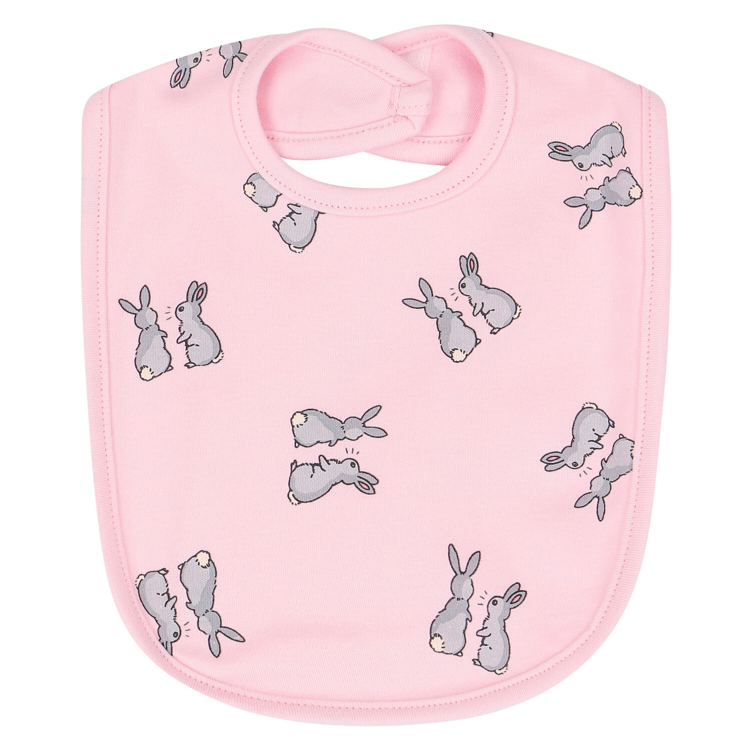 Girls Pink Bunny Baby Bib, 3, hi-res