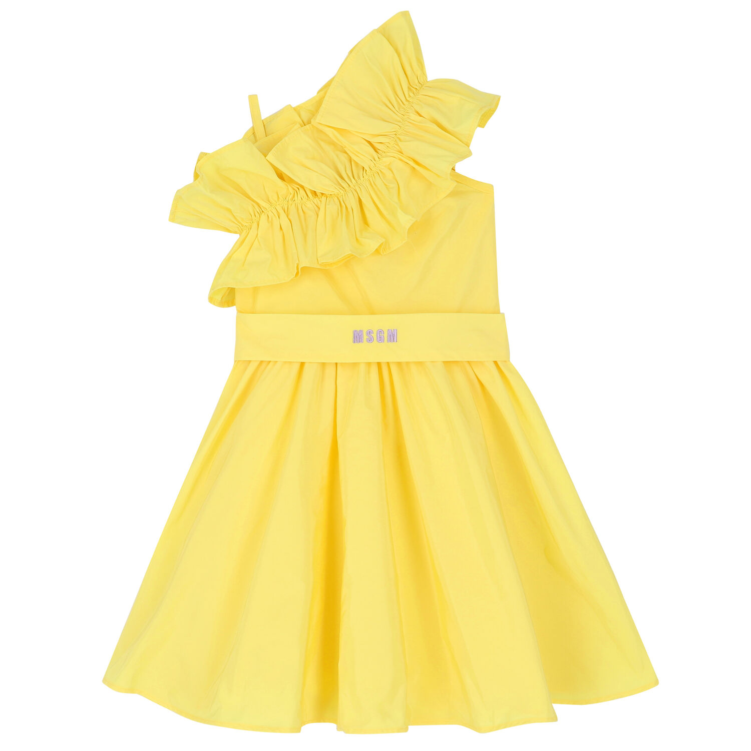 Girls Yellow Ruffle Dress, 2, hi-res