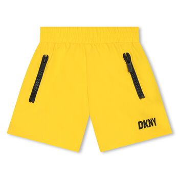 Boys Black & Yellow Logo Swim Shorts