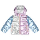 Girls Pink & Blue Metallic Puffer Jacket, 1, hi-res