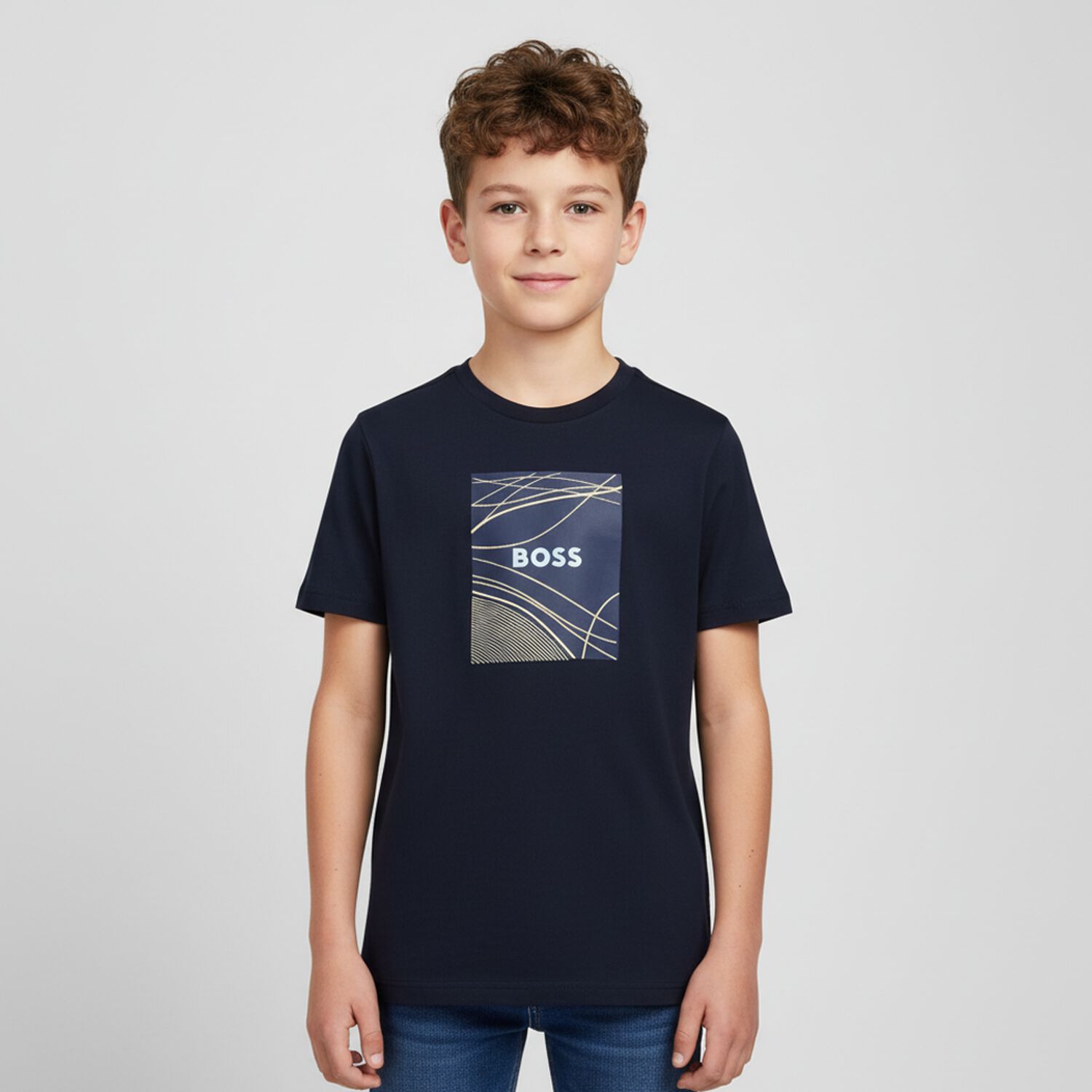 Boys Navy Blue Logo T-Shirt, 1, hi-res