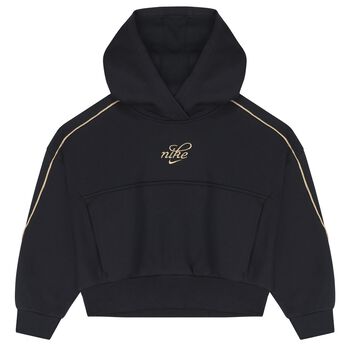 Nike Kids Girls Black Logo Hooded Top, 1 Girls Black Logo Hooded Top