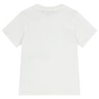 Boys White & Beige Logo Shorts Set, 1, hi-res