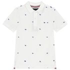 Boys White Logo Flag Polo Shirt, 1, hi-res