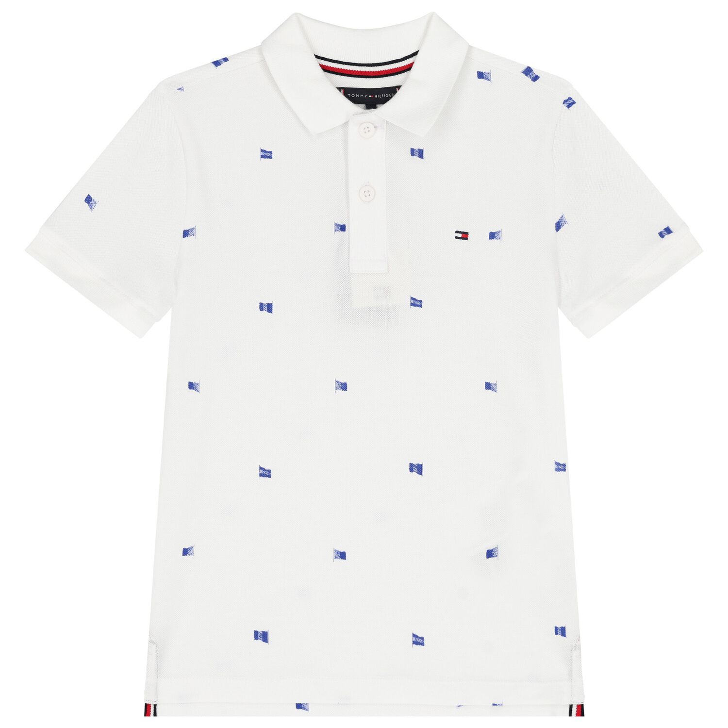 Boys White Logo Flag Polo Shirt, 1, hi-res