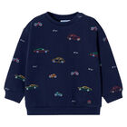 Baby Boys Navy Vehicles Sweatshirt, 1, hi-res