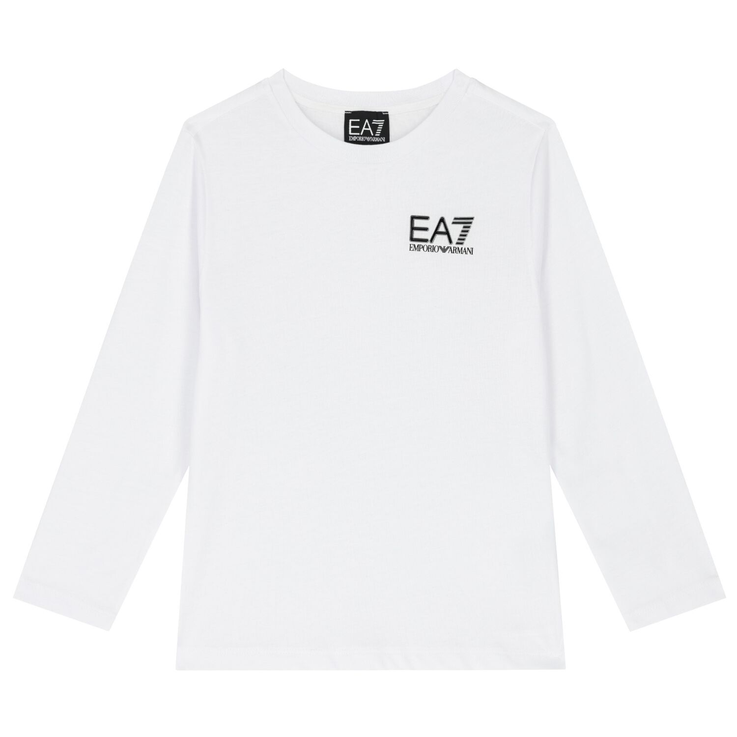 Boys White Logo Long Sleeve Top, 3, hi-res