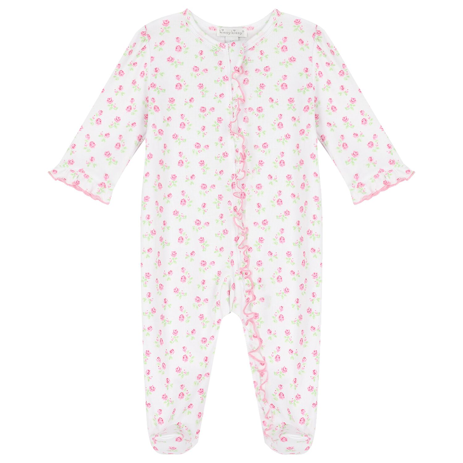Baby Girls Pink Rosy Roses Babygrow, 1, hi-res