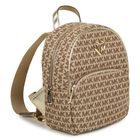 Girls Beige & Gold Logo Monogram Backpack, 1, hi-res