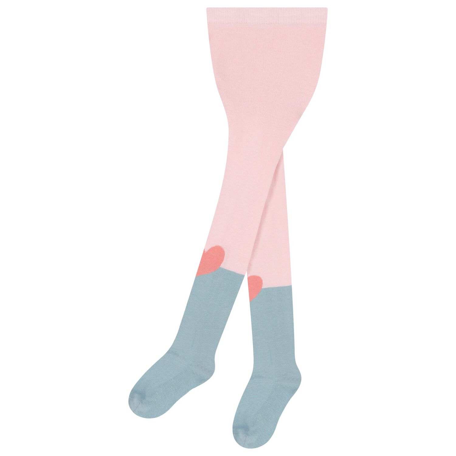 Girls Pink & Blue Heart Tights, 1, hi-res