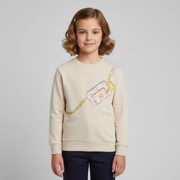 Girls Beige Crossbody Bag Sweatshirt