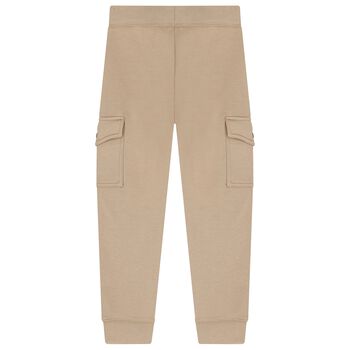 Boys Beige Logo Joggers