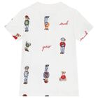 Boys White Teddy Bear Polo Shirt, 1, hi-res