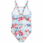 Girls Blue Printed Swimsuit, 1, hi-res