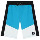 Boys Blue & White Logo Shorts, 2, hi-res