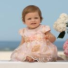 Younger Girls Pink Embroidered Tulle Dress, 1, hi-res