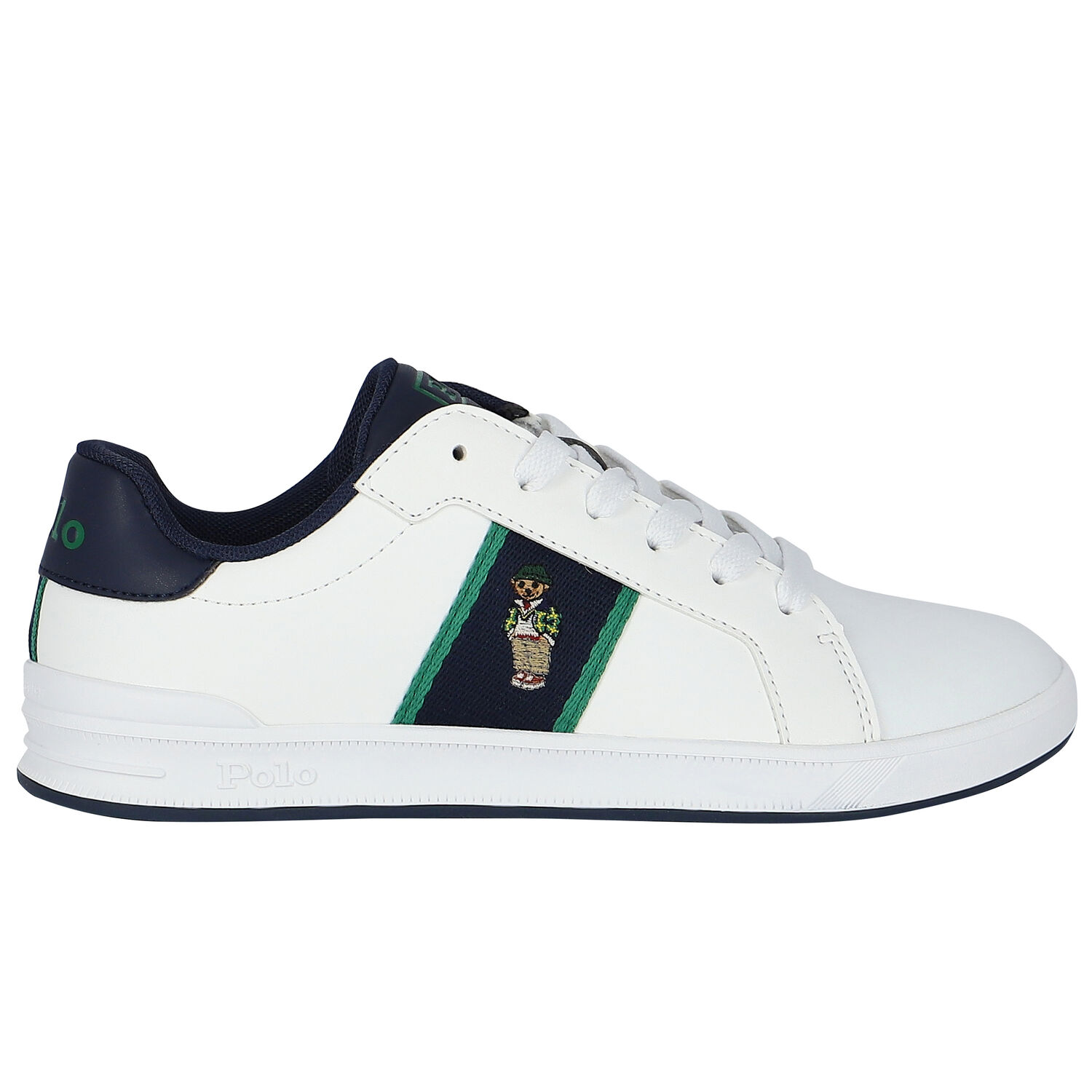 Boys White Polo Bear Trainers, 1, hi-res