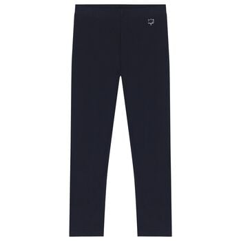 Girls Navy Blue Logo Leggings