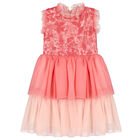 Girls Pink Tiered Chiffon Dress, 1, hi-res