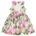 Girls Green & Pink Floral Dress, 3, hi-res