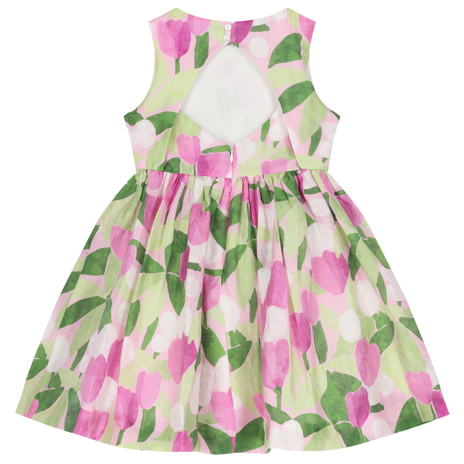 Girls Green & Pink Floral Dress, 3, hi-res image number null