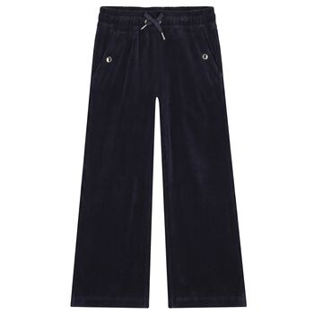 Girls Navy Blue Wide Leg Trousers