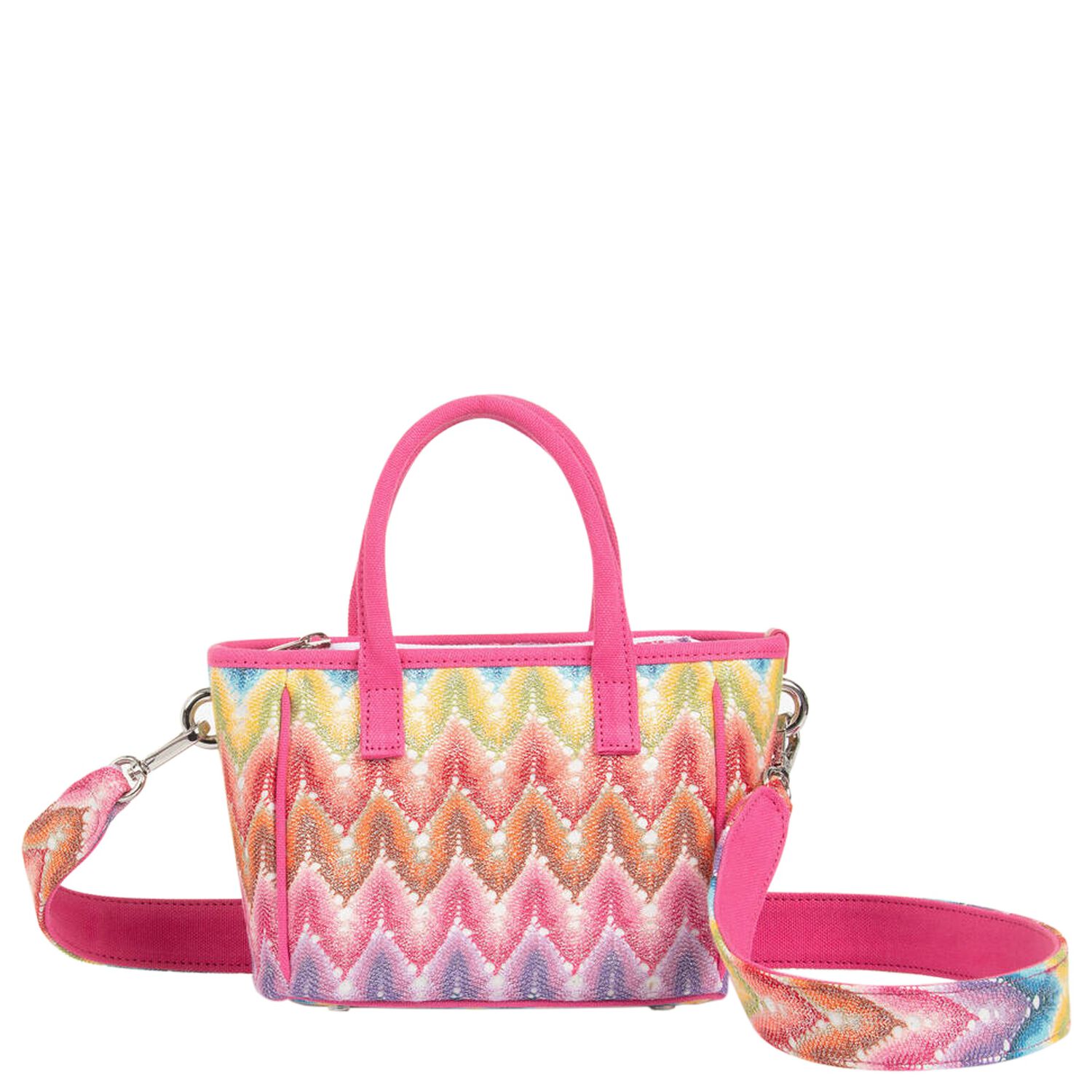 Girls Multi-Coloured Zigzag Handbag, 1, hi-res