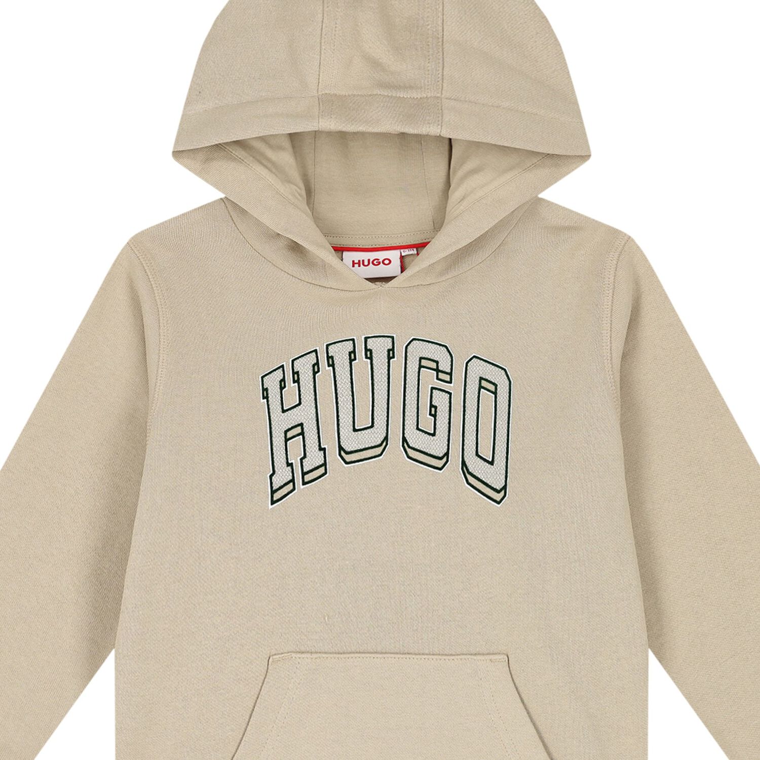 Boys Beige Logo Hooded Top, 1, hi-res