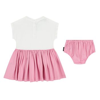 Baby Girls Pink & White Logo Dress Set