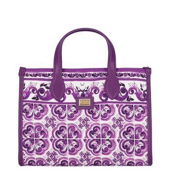 Girls White & Purple Majolica Tote Bag