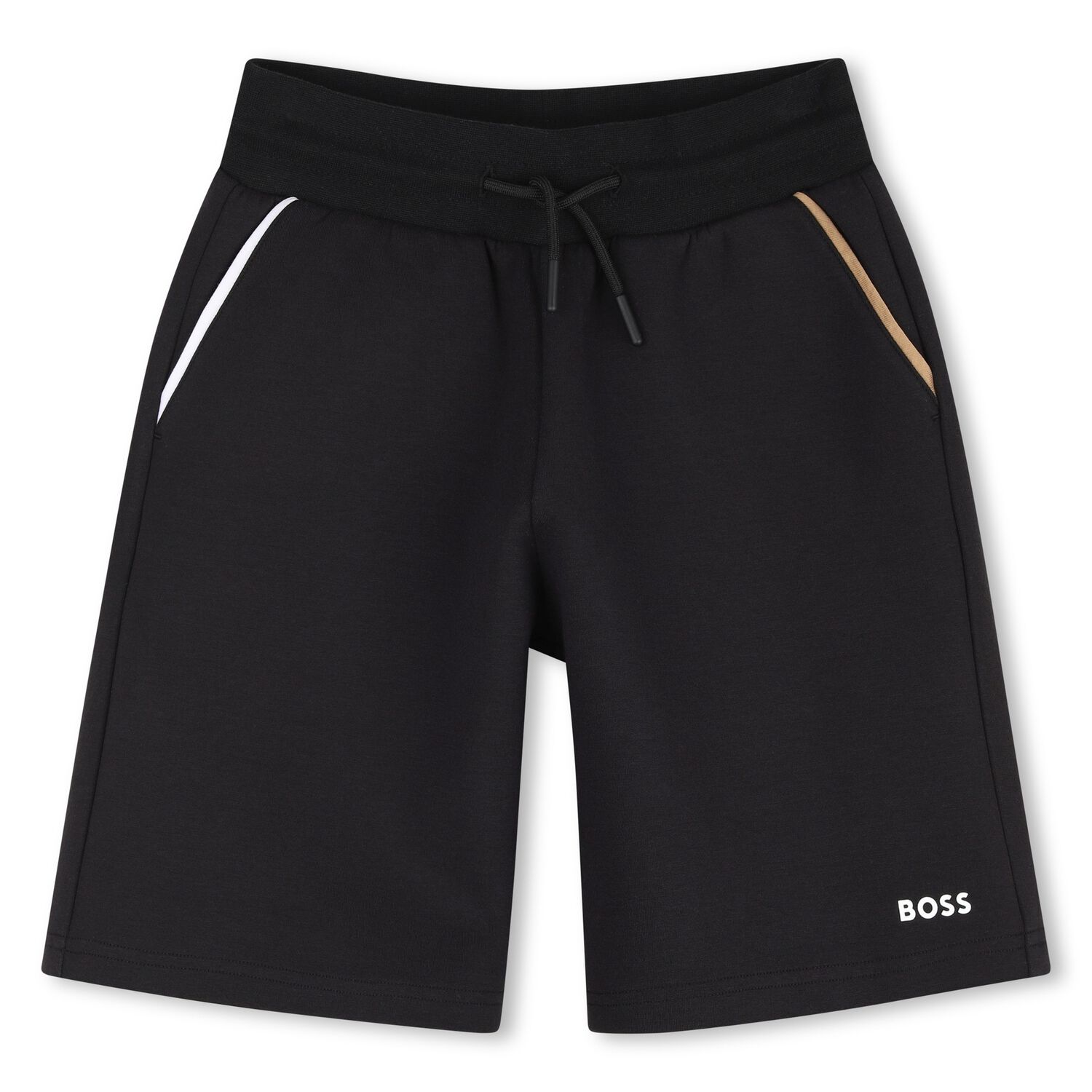 Boys Black Logo Shorts, 1, hi-res