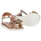 Girls Rose Gold Diamante Bow Sandals, 1, hi-res