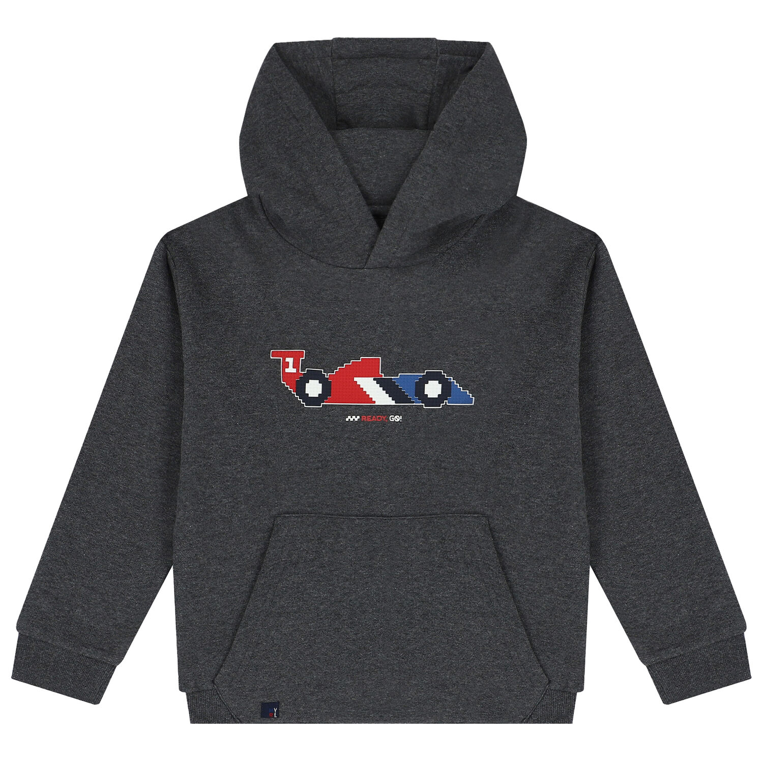 Boys Grey Race Car Hooded Top, 1, hi-res