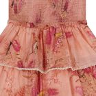 Girls Pink Floral & Bird Tiered Dress, 1, hi-res