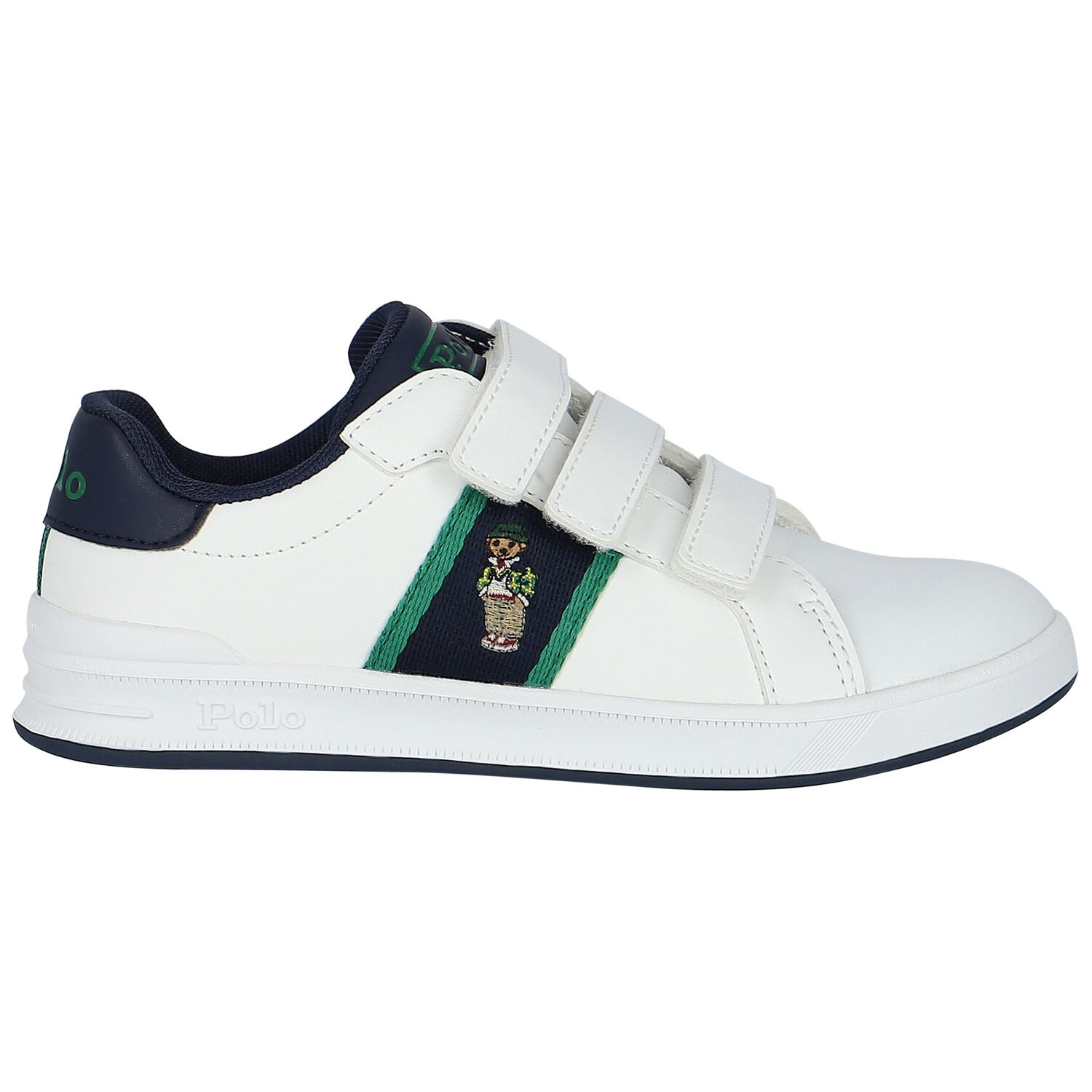 Boys White Polo Bear Trainers, 1, hi-res image number null