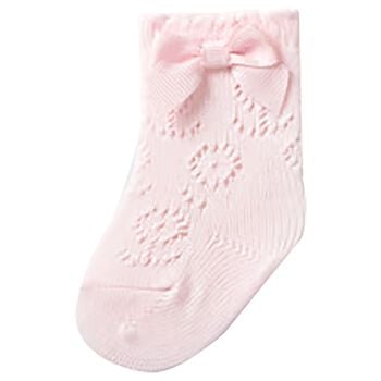 Baby Girls Pink Knitted Bow Socks