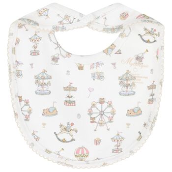 White Carousel & Hot Air Balloon Baby Bib