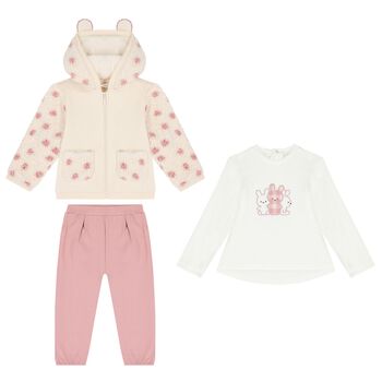 Baby Girls Pink & White Tracksuit (3 Piece)