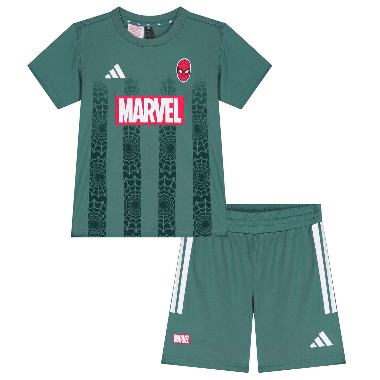 Green Marvel Logo Shorts Set, 1, hi-res
