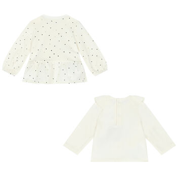 Baby Girls Ivory & grey Tops (2 Pack)
