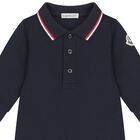 Baby Boys Navy Blue Logo Polo Romper, 1, hi-res
