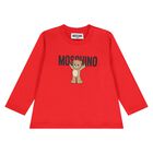 Younger Red Teddy Bear Logo Long Sleeve Top, 3, hi-res