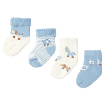 Baby Boys White & Blue Socks ( 4 Pack )