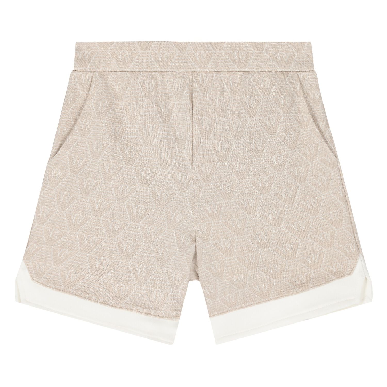 Younger Boys Beige Logo Shorts, 1, hi-res image number null