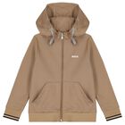 Boys Beige Logo Tracksuit, 2, hi-res
